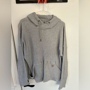 Carhartt women’s cowl neck sweatshirt hoodie size large gray double pocket